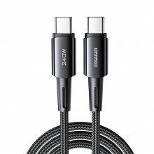 Кабель Essager USB Type-C до USB Type-C 240W PD (48V/5A) швидка зарядка, 1 м, Чорний